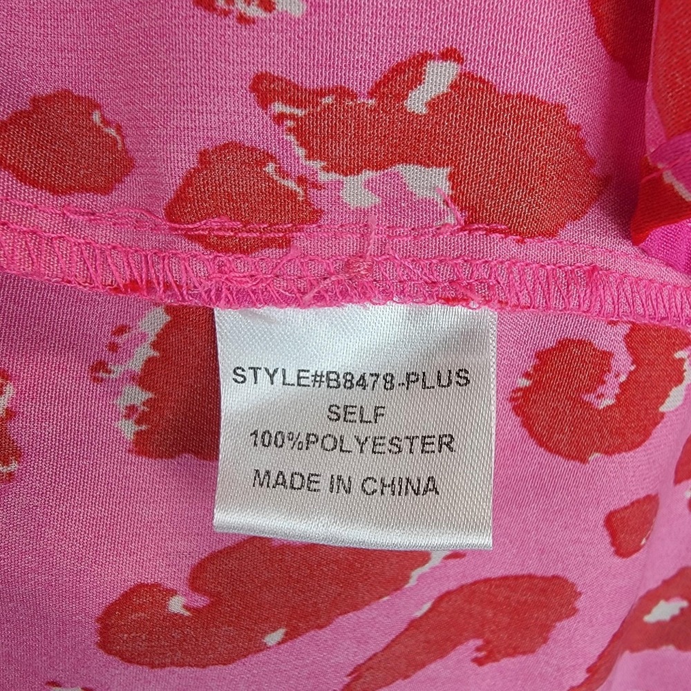 Jodifl Dress Womens 2X Pink Red Animal Print Ruffle Sleeve Tiered Polyester Plus - Picture 10 of 15